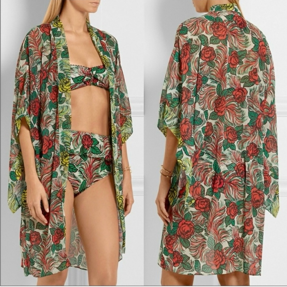 🖤 Anna Sui 🖤 Retro Swim Suit Bikini Rosa Mexicana Rose Print Small ♥️ - Picture 5 of 13